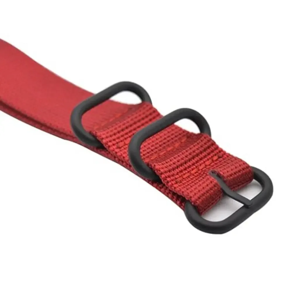 Watch Band w/Colorful Nylon Material Strap & Heavy Duty Brushed Buckle Red, 18mm